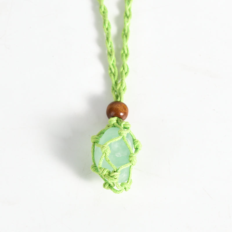 Crystal Handwoven Necklace Cord/Stone Holder Tumbled Stone Pendant/Necklace
