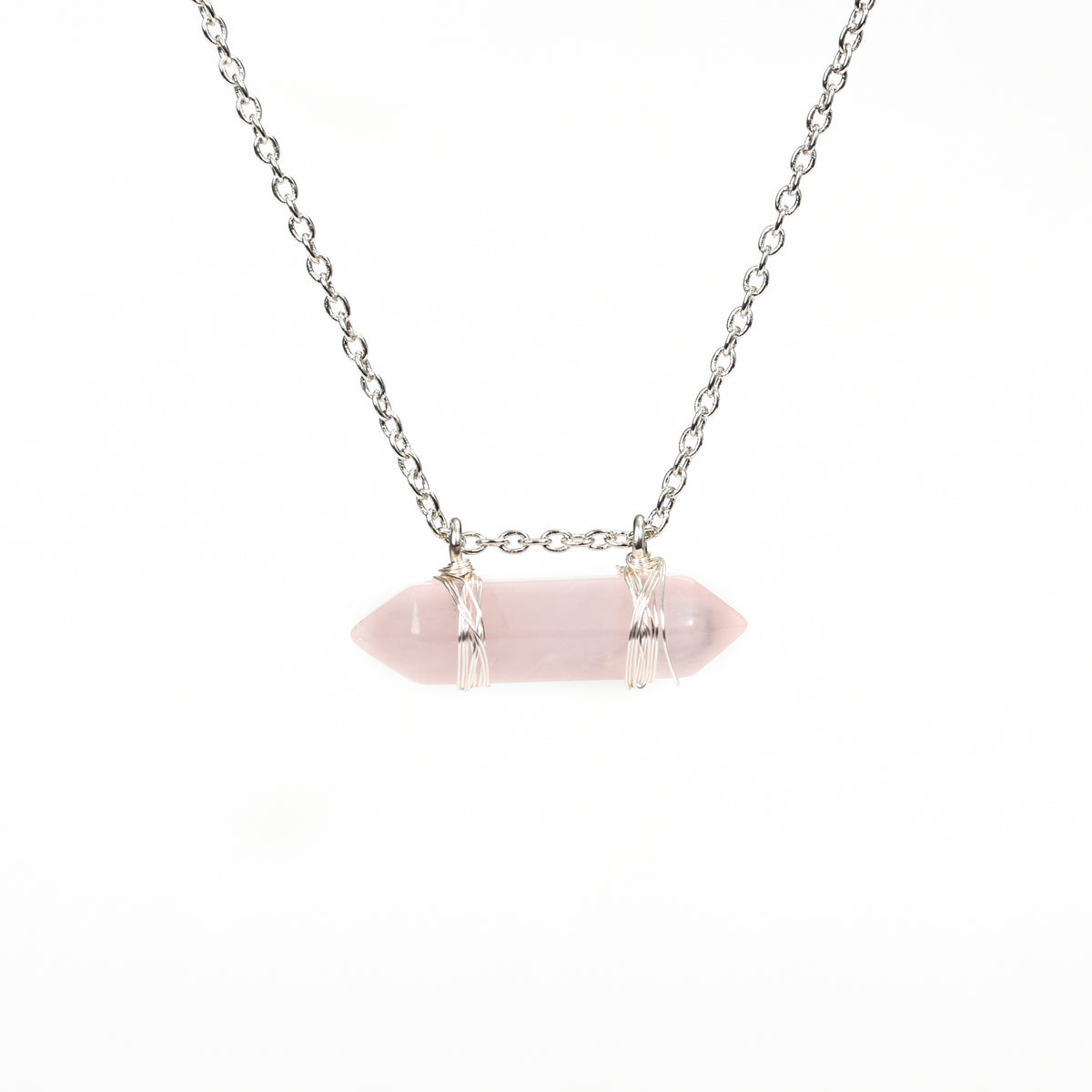 Hexagonal Double Terminated Crystal Points Chain Pendant/Necklace